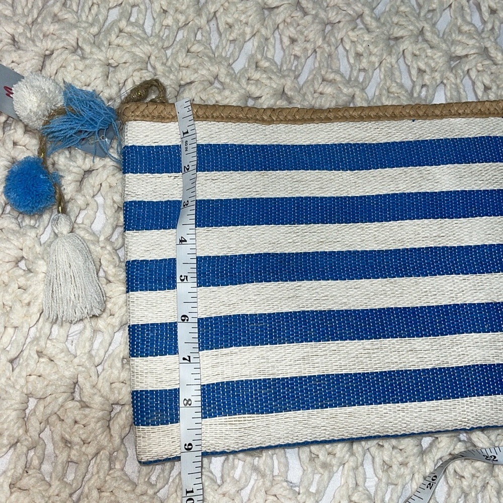 B. Bags Blue Stripe Straw Pouch Handbag‎ - Picture 7 of 7